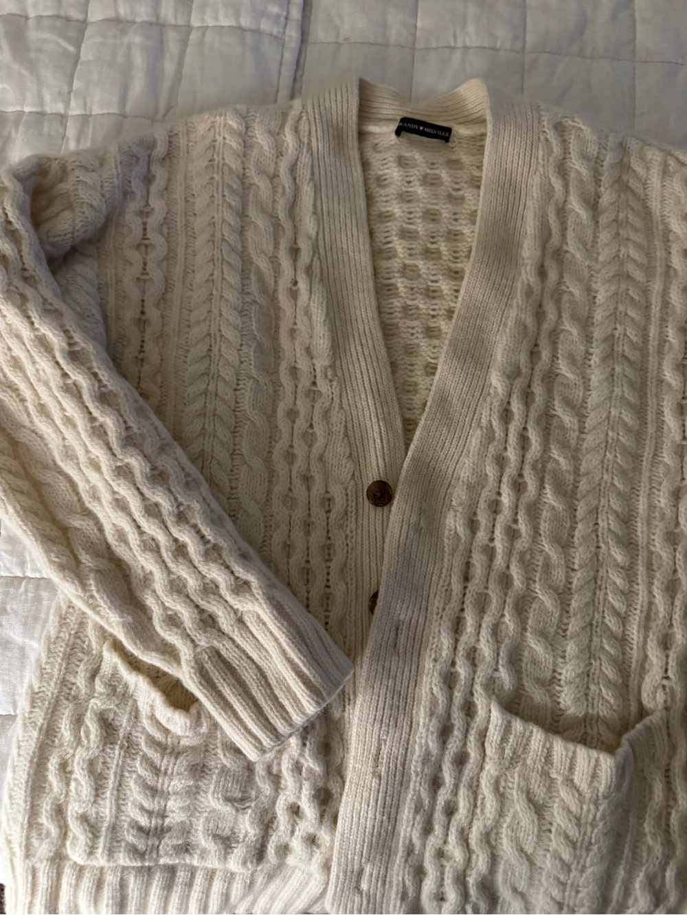 Brandy Melville Cream Cable Knit Cardigan